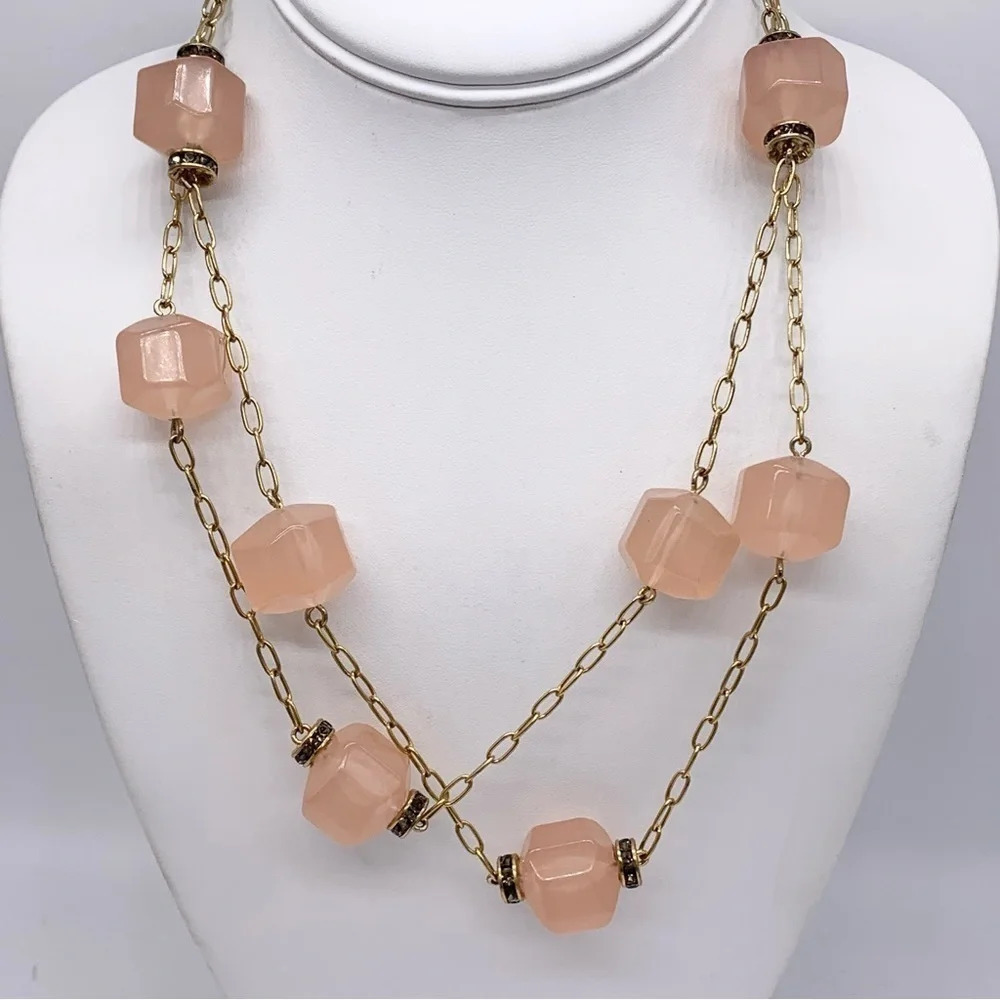 J. Crew Light Pink/Peach Beaded and Rondelle Necklace